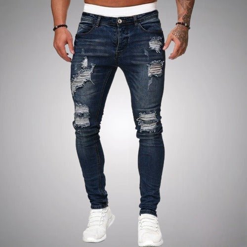 BRETON - Vaqueros slim fit para hombre con efecto desgastado