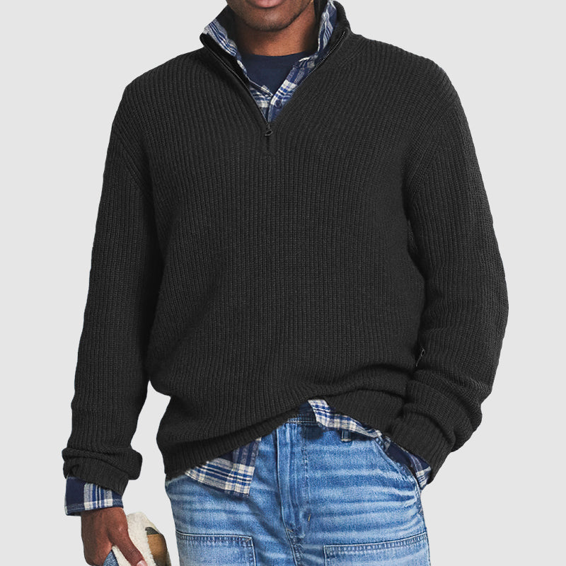 GABRIEL - Suéter de media cremallera con corte relajado para hombre