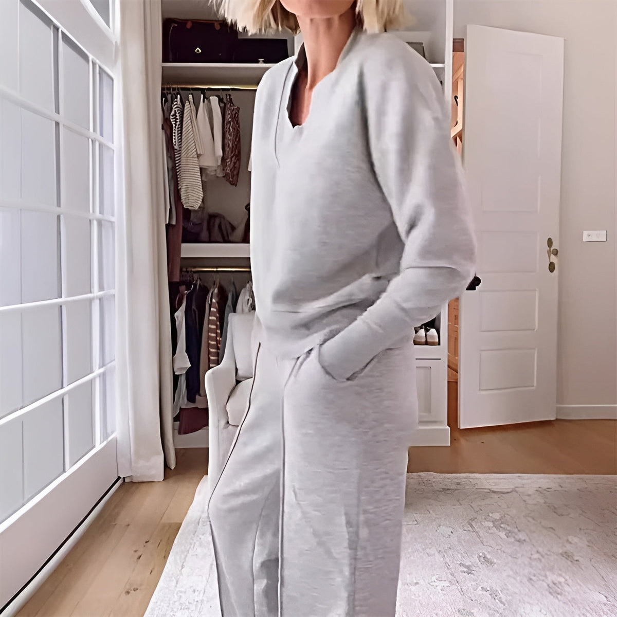Conjunto casual de dos piezas con top y pantalón ancho – GEMESSA