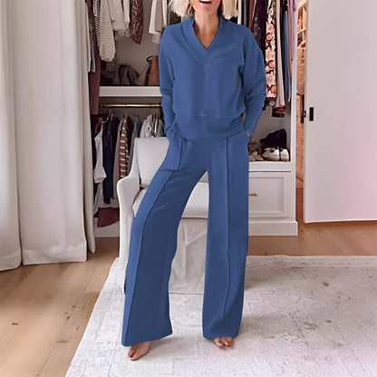 Conjunto casual de dos piezas con top y pantalón ancho – GEMESSA