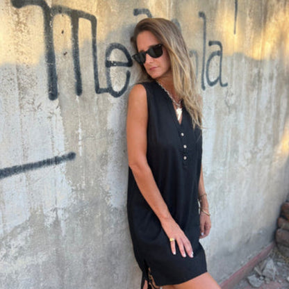 Vestido de verano con efecto lino y corte suelto – NOORA