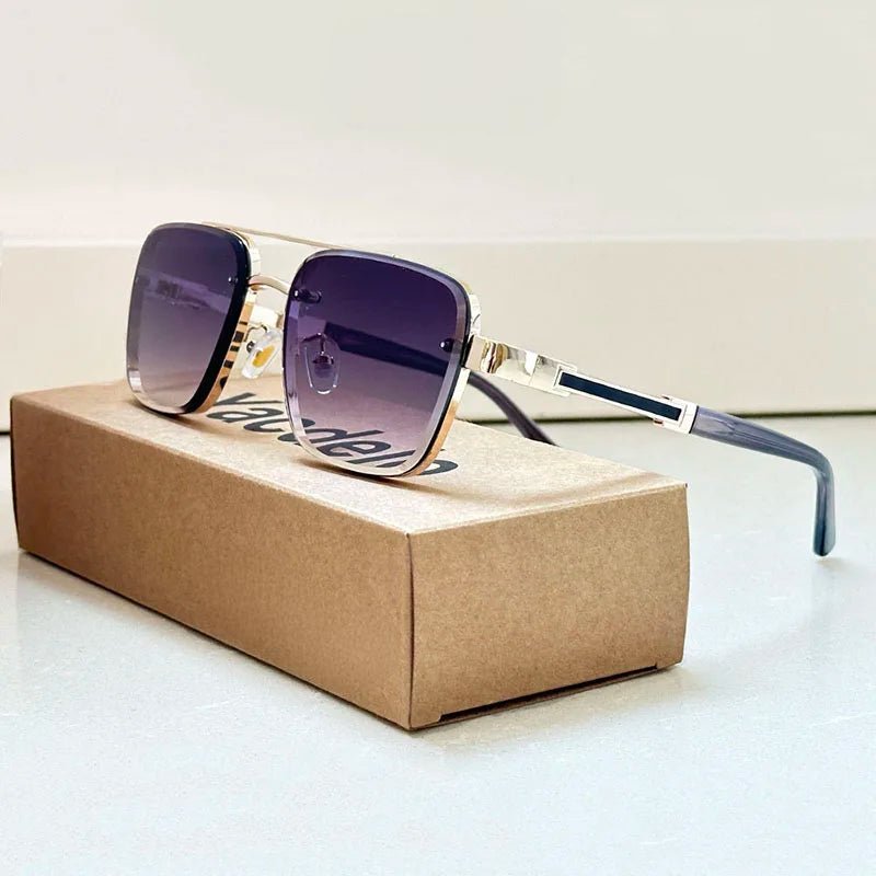 GALILEO – Gafas de sol retro estilo aviador con montura dorada y lentes degradados