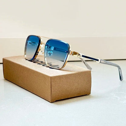 GALILEO – Gafas de sol retro estilo aviador con montura dorada y lentes degradados