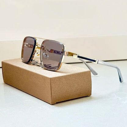 GALILEO – Gafas de sol retro estilo aviador con montura dorada y lentes degradados