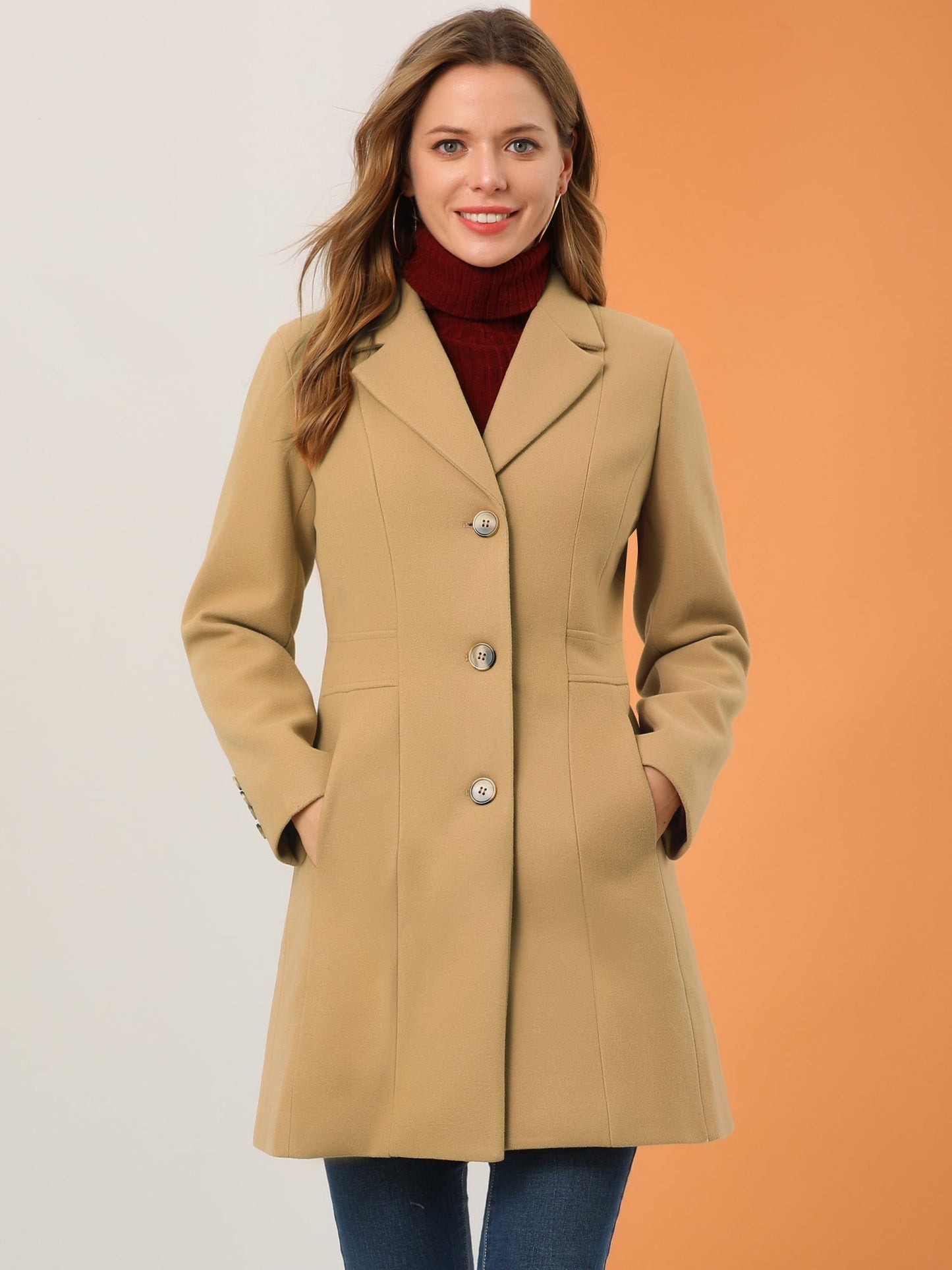 Abrigo largo de invierno para mujer con cierre de botones – ISABELÉA