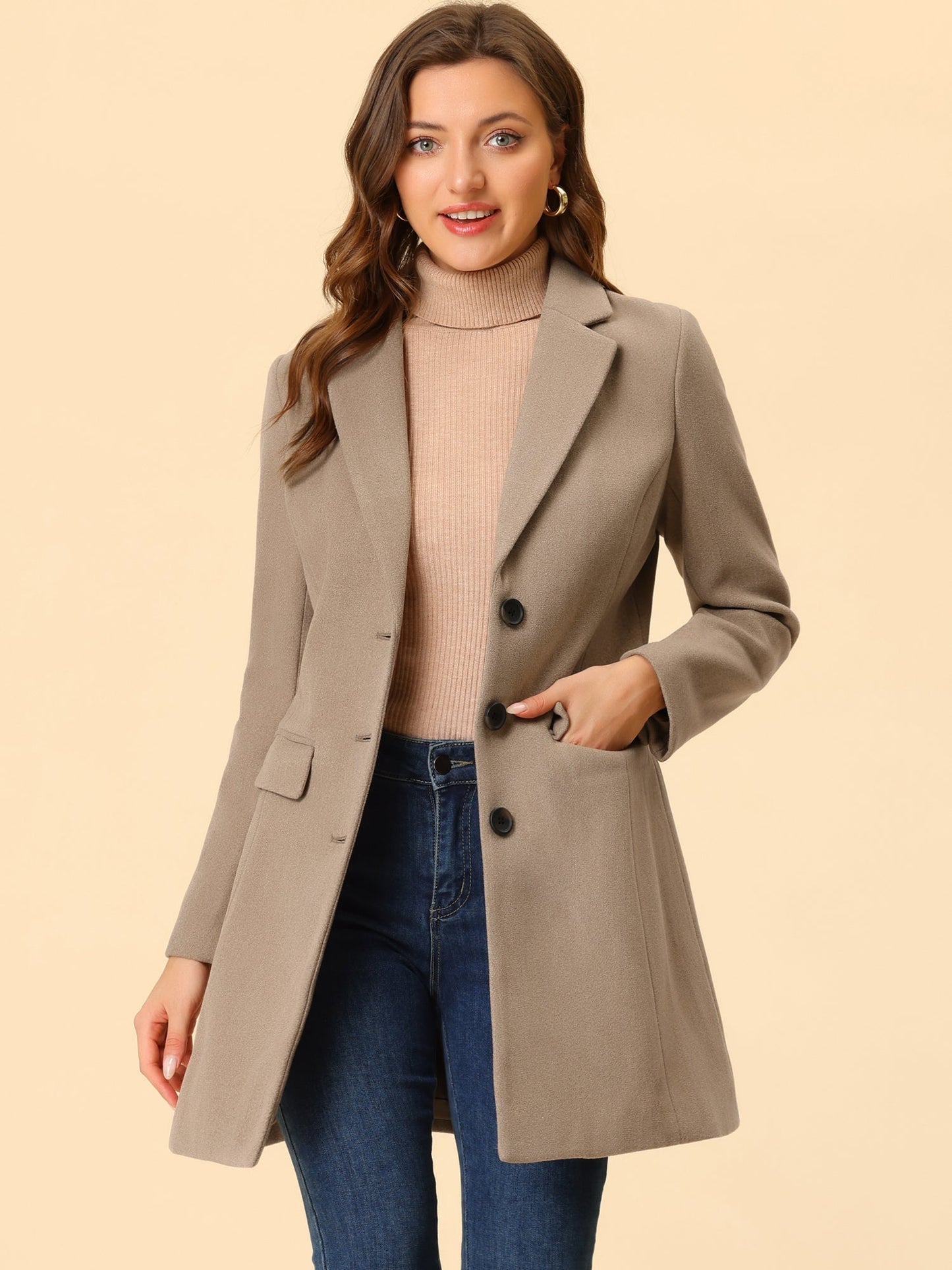 Abrigo de invierno para mujer con solapa clásica – LIVARA