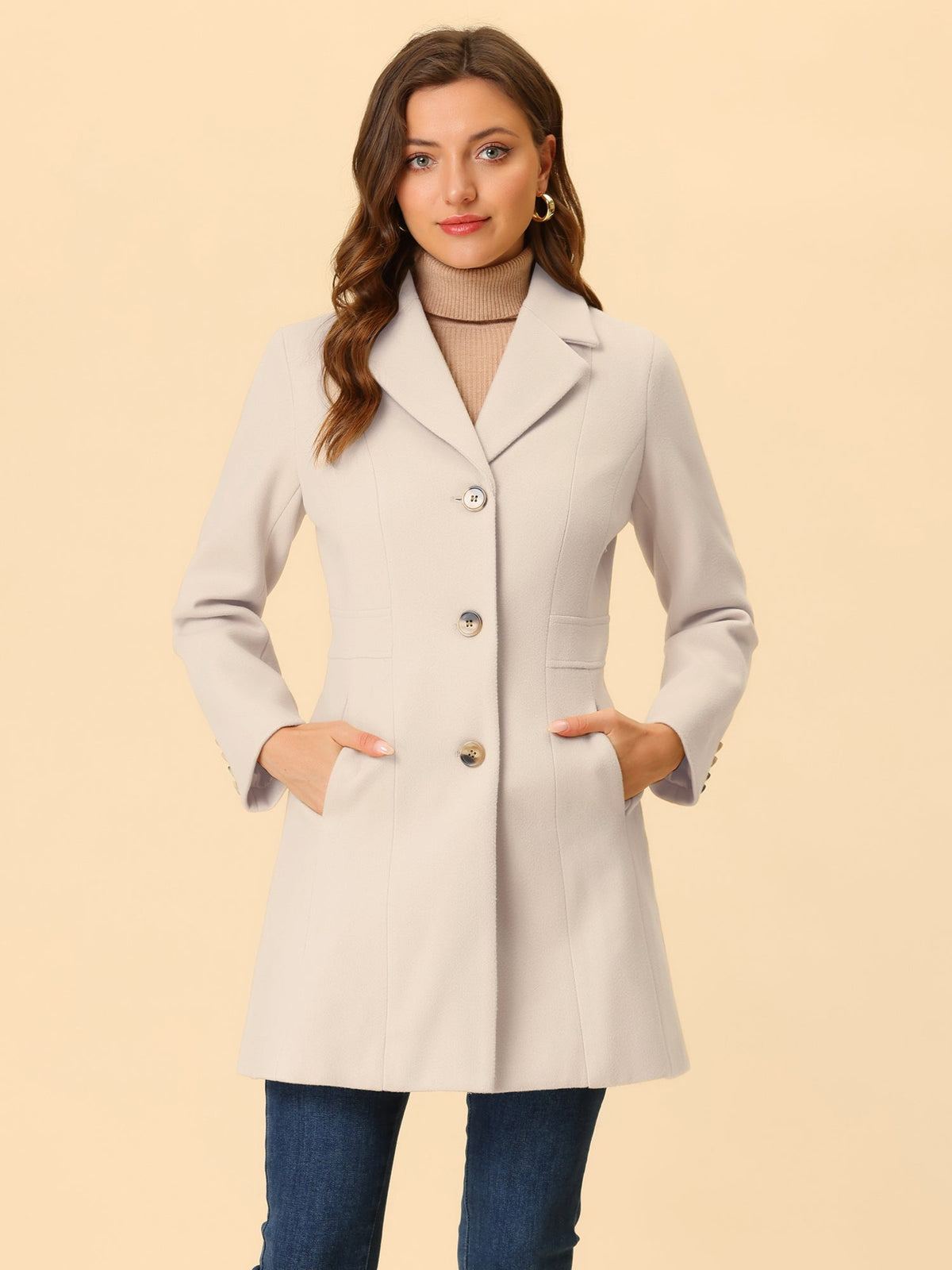 Abrigo largo de invierno para mujer con cierre de botones – ISABELÉA