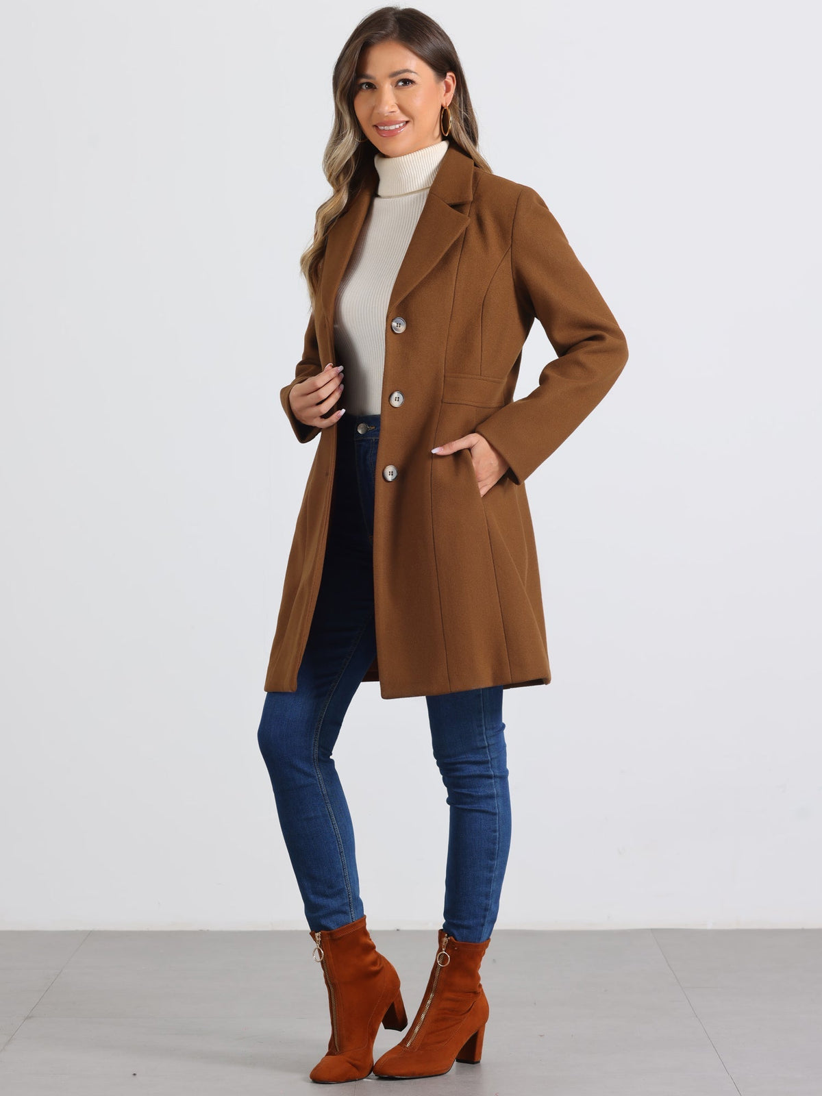 Abrigo largo de invierno para mujer con cierre de botones – ISABELÉA