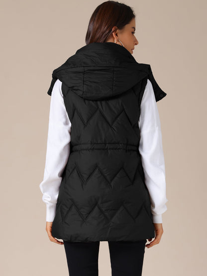 KALMORA – Chaleco largo acolchado para mujer con capucha