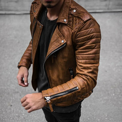 ROMAN - Chaqueta biker de cuero elegante para hombre